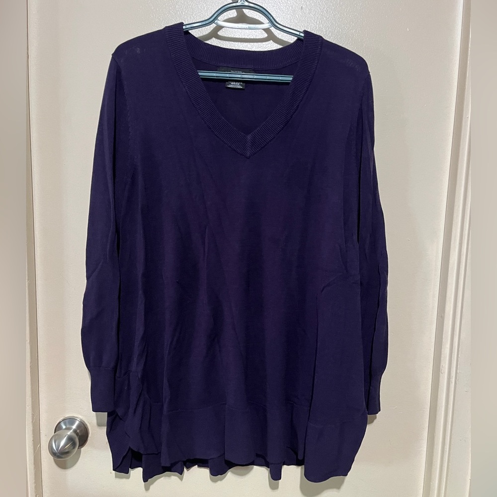 MICHEL STUDIO PLUM V-NECK KNIT SWEATER